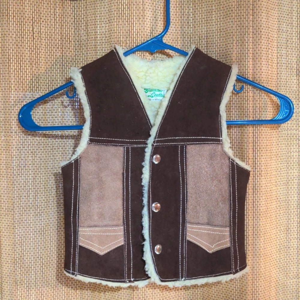 Boys Toddler Leather Fur Lined Vest